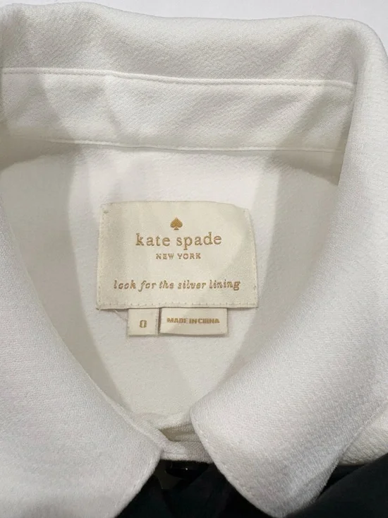 Kate Spade Griffin Shirt Dress Women 0 White Bow Tie Preppy Office Chic - Picture 8 of 12
